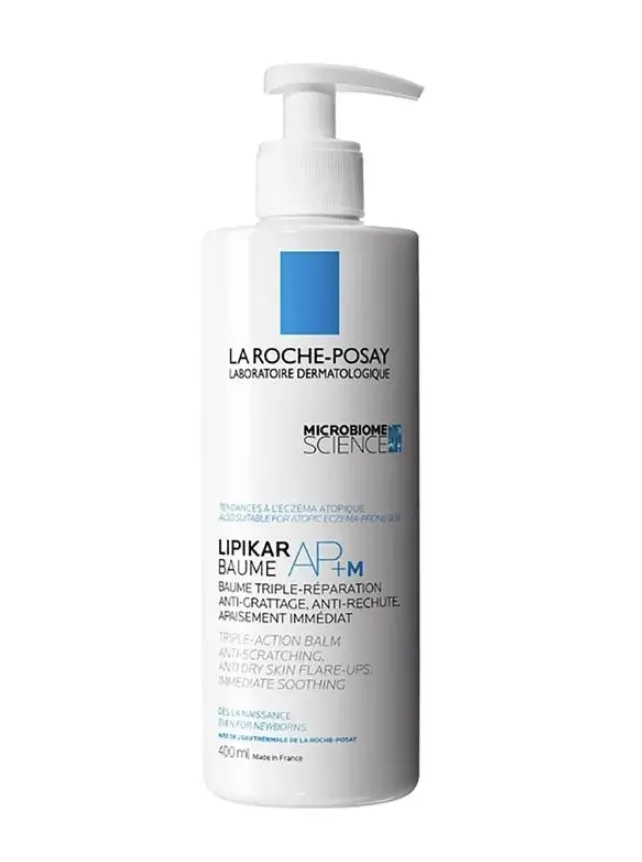 La Roche-Posay Lipikar Baume AP+M 400ml 白色泵瓶,瓶身有藍色方塊標誌
